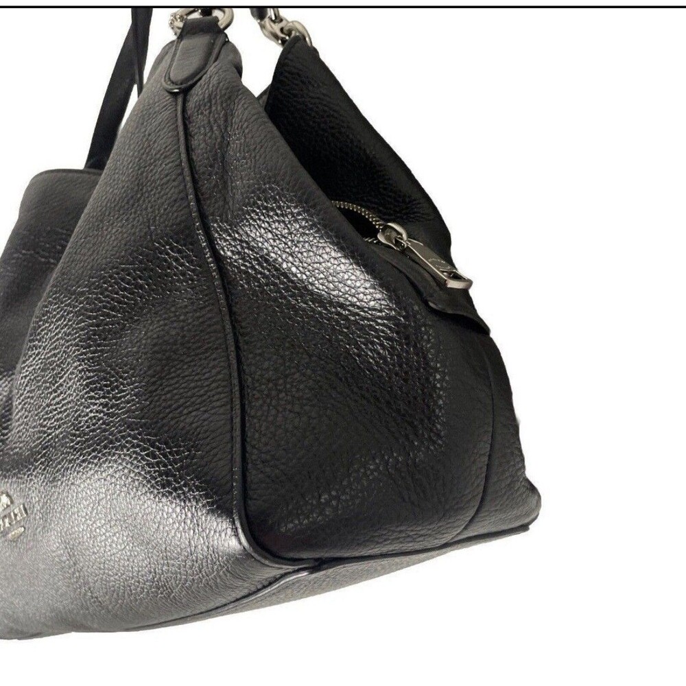 Coach Hallie Pebble Leather Shoulder Bag - Black/Chrome F80268 Soft Leather - Picture 12 of 12